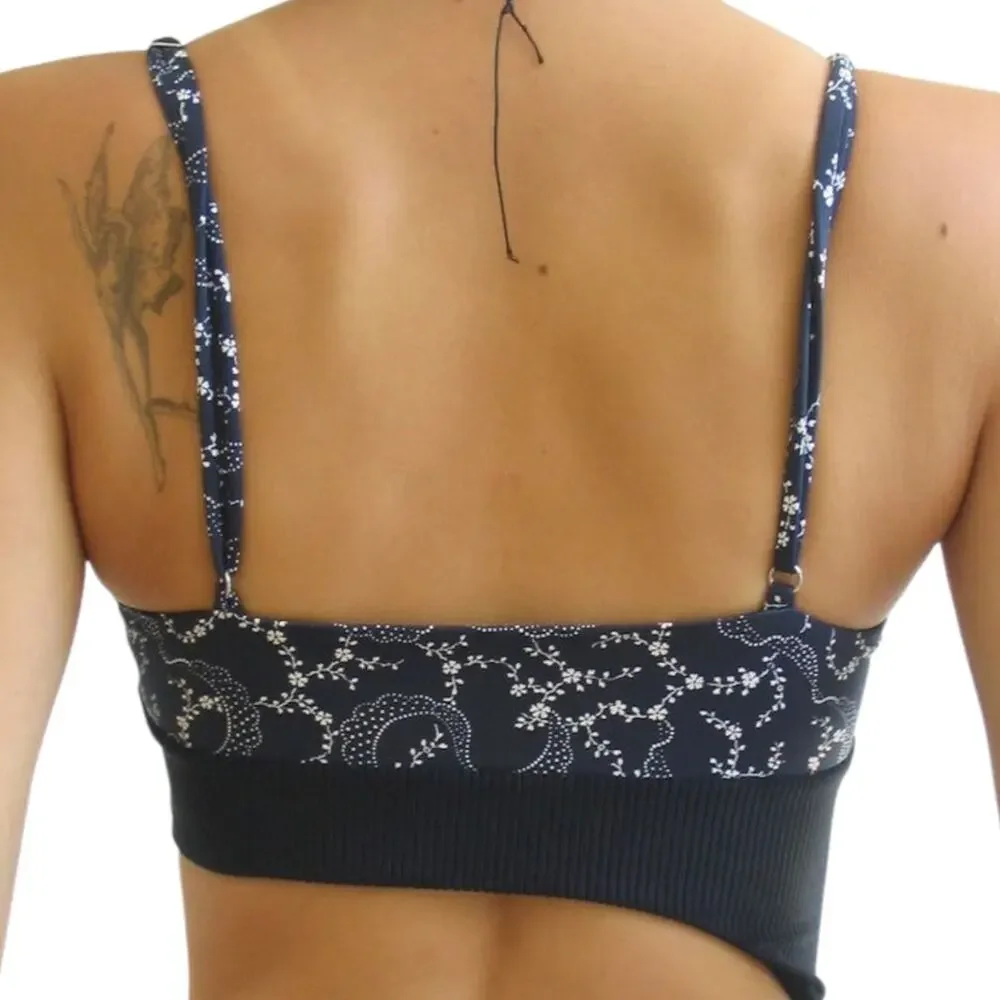 Frankies Bikinis Thea Ribbed Bandana Cutout One Piece Swimsuit in Dixie